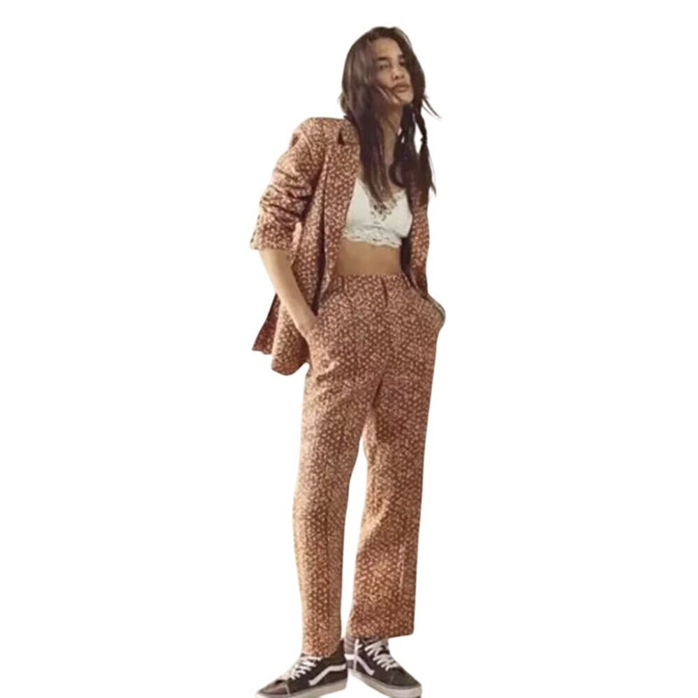 Free People Maggie Linen Suit Toffee Combo Size 4 NWT – 2‑Piece Set